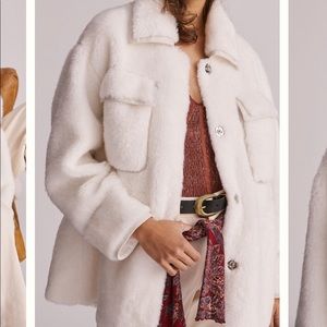 ANTHROPOLOGIE Maeve Cinched Faux Fur Coat